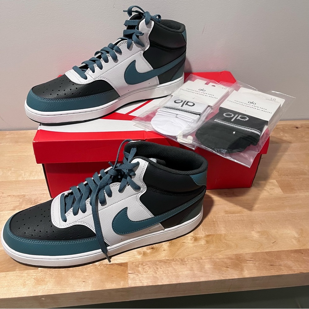 Nike + ALO Bundle Men’s Court Vision Mid Anthracite/Mineral Slate Size 12.5